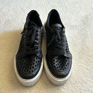 Musse and Cloud women Casey Platform sneaker shoes black perforated leather 40